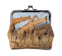 Hgbbdyyjj Giraffes Family Personalised Unisex Printed Coin Purse - Premium Microfibre Leather Wallet With Snap Closure