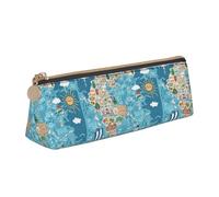 Hgbbdyyjj Greece Map Personalised Printed Multi-Functional Large Capacity Triangular Leather Stationery Storage Bag