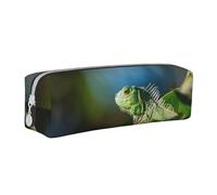 Hgbbdyyjj Green Lizard Crossgrain PVC Leather Pencil Case - Printed Zipper Organizer for Pens & Small Items