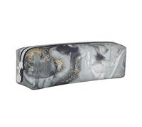 Hgbbdyyjj Grey Marble Stripe Crossgrain PVC Leather Pencil Case - Printed Zipper Organizer for Pens & Small Items
