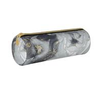 Hgbbdyyjj Grey Marble Stripe Personalised Printed Multi-Functional Large Capacity Round Leather Stationery Storage Bag