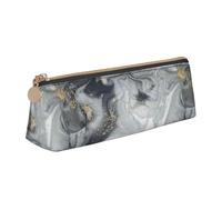 Hgbbdyyjj Grey Marble Stripe Personalised Printed Multi-Functional Large Capacity Triangular Leather Stationery Storage Bag