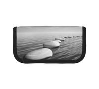Hgbbdyyjj Grey Zen Stones Picture Extra Large Canvas Pencil Case - Dual Zipper Makeup & Stationery Organizer Bag