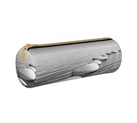 Hgbbdyyjj Grey Zen Stones Picture Personalised Printed Multi-Functional Large Capacity Round Leather Stationery Storage Bag