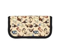 Hgbbdyyjj Hairy Ferret Extra Large Canvas Pencil Case - Dual Zipper Makeup & Stationery Organizer Bag