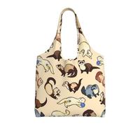 Hgbbdyyjj Hairy Ferret Personalised Multi Scene Fashion Casual With Zipper Shopping Bag Tote Beach Bag Commuter Bags