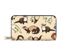 Hgbbdyyjj Hairy Ferret Premium Long Wallet for Men and Women - Zip Wallet in Pu Leather with 12 Card Slots and Coin Pocket
