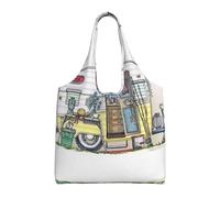 Hgbbdyyjj Happy Campers Personalised Multi Scene Fashion Casual With Zipper Shopping Bag Tote Beach Bag Commuter Bags