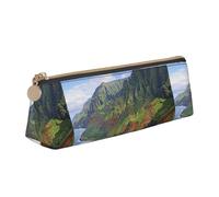 Hgbbdyyjj Hawaii Seashore Personalised Printed Multi-Functional Large Capacity Triangular Leather Stationery Storage Bag