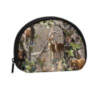 Hgbbdyyjj Hunting Deer Bear Elk Mini Shell Coin Purse - Compact Zippered Wallet For Coins, Keys & Small Items