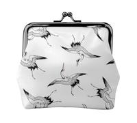 Hgbbdyyjj Japanese Crane Personalised Unisex Printed Coin Purse - Premium Microfibre Leather Wallet With Snap Closure