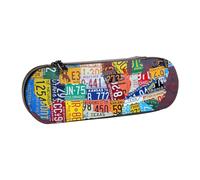Hgbbdyyjj License Plate Map Personalised Printed Multi-Functional Waterproof Pen Pouch Cosmetic Bag with Flap Design