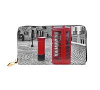 Hgbbdyyjj London Red Telephone Booth Premium Long Wallet for Men and Women - Zip Wallet in Pu Leather with 12 Card Slots and Coin Pocket