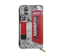 Hgbbdyyjj London Red Telephone Booth Premium Long Wallet for Women - Pu Leather Zip Around Purse with 12 Card Slots & Coin Pocket