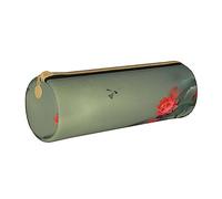 Hgbbdyyjj Lotus Flower and Dragonfly Personalised Printed Multi-Functional Large Capacity Round Leather Stationery Storage Bag