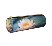 Hgbbdyyjj Lotus Flowers Personalised Printed Multi-Functional Large Capacity Round Leather Stationery Storage Bag