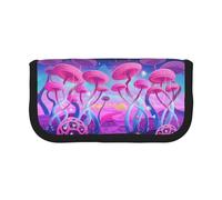 Hgbbdyyjj Magic Mushroom Extra Large Canvas Pencil Case - Dual Zipper Makeup & Stationery Organizer Bag