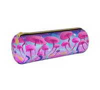 Hgbbdyyjj Magic Mushroom Personalised Printed Multi-Functional Large Capacity Round Leather Stationery Storage Bag