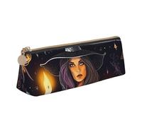 Hgbbdyyjj Magic Witch Witchcraft Bohemian Drawing Personalised Printed Multi-Functional Large Capacity Triangular Leather Stationery Storage Bag