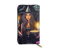 Hgbbdyyjj Magic Witch Witchcraft Bohemian Drawing Premium Long Wallet for Women - Pu Leather Zip Around Purse with 12 Card Slots & Coin Pocket