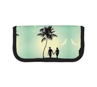 Hgbbdyyjj Married Couple Walking On The Beach Extra Large Canvas Pencil Case - Dual Zipper Makeup & Stationery Organizer Bag