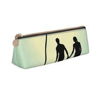 Hgbbdyyjj Married Couple Walking On The Beach Personalised Printed Multi-Functional Large Capacity Triangular Leather Stationery Storage Bag