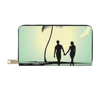 Hgbbdyyjj Married Couple Walking On The Beach Premium Long Wallet for Men and Women - Zip Wallet in Pu Leather with 12 Card Slots and Coin Pocket