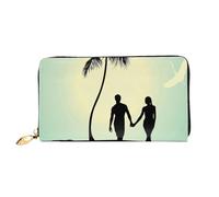 Hgbbdyyjj Married Couple Walking On The Beach Premium Long Wallet for Men and Women - Zip Wallet in Pu Leather with 12 Card Slots and Coin Pocket