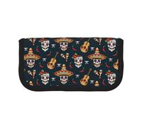 Hgbbdyyjj Mexican Skull Extra Large Canvas Pencil Case - Dual Zipper Makeup & Stationery Organizer Bag