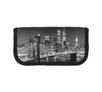 Hgbbdyyjj New York Extra Large Canvas Pencil Case - Dual Zipper Makeup & Stationery Organizer Bag