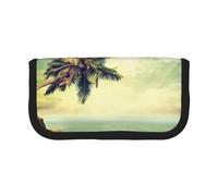 Hgbbdyyjj Palm Tree Rocky Shore Extra Large Canvas Pencil Case - Dual Zipper Makeup & Stationery Organizer Bag