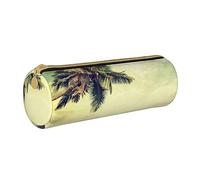 Hgbbdyyjj Palm Tree Rocky Shore Personalised Printed Multi-Functional Large Capacity Round Leather Stationery Storage Bag