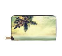 Hgbbdyyjj Palm Tree Rocky Shore Premium Long Wallet for Men and Women - Zip Wallet in Pu Leather with 12 Card Slots and Coin Pocket