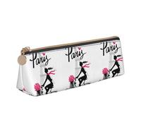 Hgbbdyyjj Paris Eiffel Tower Girl Personalised Printed Multi-Functional Large Capacity Triangular Leather Stationery Storage Bag