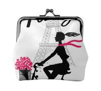 Hgbbdyyjj Paris Eiffel Tower Girl Personalised Unisex Printed Coin Purse - Premium Microfibre Leather Wallet With Snap Closure