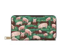 Hgbbdyyjj Pigs in Farm Premium Long Wallet for Men and Women - Zip Wallet in Pu Leather with 12 Card Slots and Coin Pocket