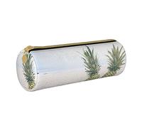 Hgbbdyyjj Pineapple Painting Personalised Printed Multi-Functional Large Capacity Round Leather Stationery Storage Bag