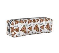Hgbbdyyjj Pizza Pattern Crossgrain PVC Leather Pencil Case - Printed Zipper Organizer for Pens & Small Items