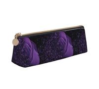 Hgbbdyyjj Purple Rose Personalised Printed Multi-Functional Large Capacity Triangular Leather Stationery Storage Bag
