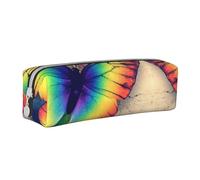 Hgbbdyyjj Rainbow Butterfly Crossgrain PVC Leather Pencil Case - Printed Zipper Organizer for Pens & Small Items