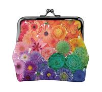 Hgbbdyyjj Rainbow Flowers Personalised Unisex Printed Coin Purse - Premium Microfibre Leather Wallet With Snap Closure