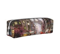 Hgbbdyyjj Rainy Street in Paris Crossgrain PVC Leather Pencil Case - Printed Zipper Organizer for Pens & Small Items