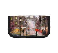 Hgbbdyyjj Rainy Street in Paris Extra Large Canvas Pencil Case - Dual Zipper Makeup & Stationery Organizer Bag