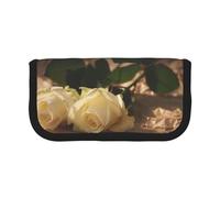 Hgbbdyyjj Romantic Roses Extra Large Canvas Pencil Case - Dual Zipper Makeup & Stationery Organizer Bag