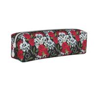 Hgbbdyyjj Rose Skull Eyes Crossgrain PVC Leather Pencil Case - Printed Zipper Organizer for Pens & Small Items