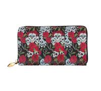 Hgbbdyyjj Rose Skull Eyes Premium Long Wallet for Men and Women - Zip Wallet in Pu Leather with 12 Card Slots and Coin Pocket