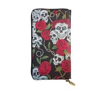 Hgbbdyyjj Rose Skull Eyes Premium Long Wallet For Women - Pu Leather Zip Around Purse With 12 Card Slots & Coin Pocket