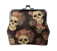 Hgbbdyyjj Rose Skull Personalised Unisex Printed Coin Purse - Premium Microfibre Leather Wallet With Snap Closure
