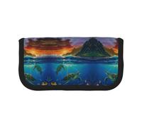 Hgbbdyyjj Sea Turtles Extra Large Canvas Pencil Case - Dual Zipper Makeup & Stationery Organizer Bag