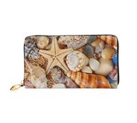 Hgbbdyyjj Seashell Landscape On The Beach Premium Long Wallet For Men And Women - Zip Wallet In Pu Leather With 12 Card Slots And Coin Pocket